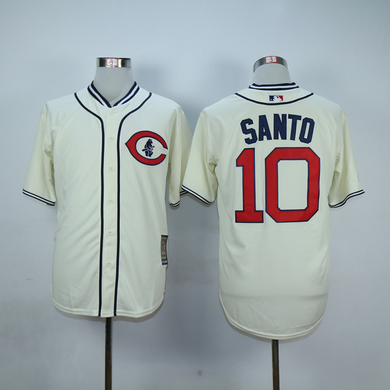 Men Chicago Cubs #10 Santo Cream Throwback 1929 MLB Jerseys